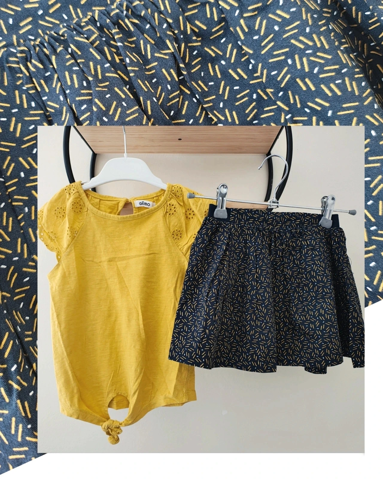 4 ans ensemble été teeshirt Gémo et jupe Okaïdi